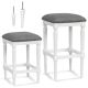 Costway - 3 Heights Saddle Stool Set of 2 Square Kitchen Island Stool with Footrests - Gray & White