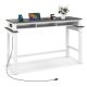 Costway - Bar Table with Power Outlets Counter Height Table with Storage Compartments Wooden - Grey