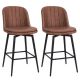 Costway - 27 Inch Swivel Bar Stool Set of 2 with Padded Seat Metal Legs & Footrest - Brown
