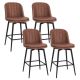 Costway 27 Inch Swivel Bar Stool Set of 4 with Padded Seat Metal Legs & Footrest - Brown