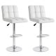 Costway - Modern Swivel Bar Stools Set of 2 with Heavy-duty Metal Base & Footrest Back - White