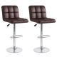 Costway - Modern Swivel Bar Stools Set of 2 with Heavy-duty Metal Base & Footrest Back - Brown