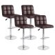 Costway - Modern Swivel Bar Stools Set of 4 with Heavy-duty Metal Base & Footrest Back - Brown