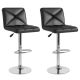 Costway - Modern Bar Stools Set of 2 PU Leather Upholstered Swivel Counter Stools with Back - Black