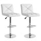 Costway - Modern Bar Stools Set of 2 PU Leather Upholstered Swivel Counter Stools with Back - White