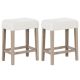 Costway - Counter Height Bar Stools Set of 2 with Rubber Wood Legs Footrest Modern for Home - White