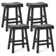 Costway - 24-Inch Modern Solid Wood Saddle Stools Set of 4 with Curved Seats Footrests - Black