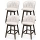 Costway - 4 PCS Counter Height Bar Stools Fabric Upholstered Island Stools with 360° Swivel Seat - Beige/Brown