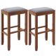 Costway - Set of 2 Upholstered Bar Stools Wooden Bar Height Dining Chairs - White/Gray