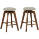 Costway - Set of 2 Swivel Bar Stools Upholstered Counter Height Chairs with Rubber Wood Legs - Beige/Natural