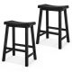 Costway - Set of 2 Saddle Bar Stools Counter Height Dining Chairs with Wooden Legs - Black