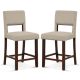 Costway - Set of 2 Upholstered Linen Bar Stools 24.5