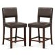 Costway - Set of 2 Upholstered PVC Leather Bar Stools 24.5
