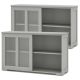 Costway - 2-Door Stackable Buffet Sideboard Set of 2 with Sliding Tempered Glass Doors - Gray