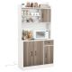 Costway - 4-Door 71'' Kitchen Buffet Pantry Storage Cabinet w/Hutch Adjustable Shelf - White