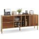 Costway - Mirrored Buffet Cabinet Rustic Kitchen Sideboard Storage Cabinet with 2 Drawers - Brown