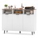 Costway - Buffet Sideboard with 3 Open Compartments 3 Doors 5-Posistion Adjustable Shelves - White