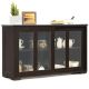 Costway - Kitchen Storage Cabinet Sideboard Buffet Cupboard w/ Sliding Door - Brown