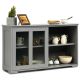 Costway - Kitchen Storage Cabinet Sideboard Buffet Cupboard w/ Sliding Door - Gray