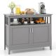 Costway Costway Kitchen Sideboard Buffet Server Cupboard Storage Cabinet with 2 Doors - Grey