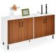Costway - Buffet Server Sideboard Kitchen Storage Cabinet Cupboard with Shelves & 4 Doors - White/Walnut