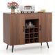 Costway - Buffet Sideboard Cabinet Wine Bar Cabinet with Drawer & Adjustable Shelves - Walnut