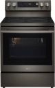 LG - 6.3 Cu. Ft. Freestanding Electric True Convection Smart Range with Air Fry and Premium Handle - PrintProof Black Stainless Steel