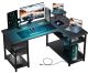 EXRACING - 47.24 IN W Gaming Desk Carbon Fiber Style L Shaped Computer Desk - Black
