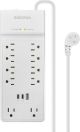 Insignia™ - 10-Outlet / 2-USB-C / 1-USB 2,400 Joules Surge Protector Strip with 6 ft. Power Cord - White