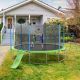 Nestfair 14 ft. Green Outdoor Trampoline with Slide, Swings, Basketball Hoop and Ladder LASM050AAC