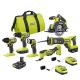  RYOBI ONE+ 18V Cordless 6-Tool Combo Kit w/ 1.5 Ah Battery, 4.0 Ah Battery, & Charger w/ 2.0 Ah Battery and Charger