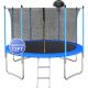 SUNRINX 12 ft. Blue Round Outdoor Trampoline with Safety Enclosure and Basketball Hoop MG52-1-TP