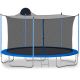 SUNRINX 12 ft. Blue Round Outdoor Trampoline with Safety Enclosure and Basketball Hoop MG52-2-TP