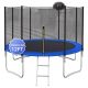 SUNRINX 12 ft. Blue Round Trampoline with Safety Enclosure Net and Basketball Hoop MG65-18-DSJ