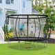 SUNRINX 12 ft. Black Round Trampoline with Safety Enclosure MG65-37-DSJ