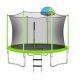 10 ft. Outdoor Round Green Trampoline with Safety Enclosure Net, Basketball Hoop and Ladder FCBF11-388