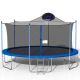 Miscool Anky 16 ft. Blue Metal Trampolines with Basketball Hoop, Ladder and Safety Enclosure Net, Double-Sided Cover TLHD100021C