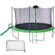 Miscool Anky 16 ft. Green Steel Trampolines with Slide, Outdoor Trampoline with Enclosure Net and Ladder, Football Goal TLHD100017C