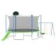 Miscool Anky 14 ft. Green Metal Trampolines with Slide and Swings, Basketball Hoop, Ladder, Net, Capacity for Kids and Adults TLHD100020C
