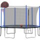 15 ft. Outdoor Trampoline with Basketball Hoop, Enclosure Net, Ladder for Kids and Adults for Garden and Yard, Blue LM-W550S00009