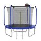 Tenleaf 10 ft. Outdoor Round Blue Trampoline with Safety Enclosure Net, Basketball Hoop FCBF12-634