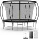 12 ft. Outdoor Recreational Trampoline with Enclosure Net Ladder for Kids Adults for Garden, Black LM-ZEG125