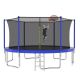 Sudzendf 14 ft. Outdoor Trampoline with Safety Enclosure Net, Blue KIKIO204433