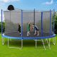 12 ft. Round Outdoor Recreational Trampoline with Safety Fence Net, Basketball Stand, Easy to Assemble LQ-W26902