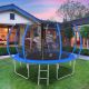 12 ft. Outdoor Large Trampoline with Pumpkin Safety Net, Basketball Hoop, Easy to Assemble Blue LQ-W904