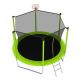 8 ft. Trampoline with Basketball Hoop, ASTM Approved Reinforced Type Outdoor Trampoline with Enclosure Net, Green LM-ZEG194