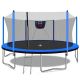 Tenleaf 15 ft. Outdoor Round Blue Trampoline with Basketball Hoop Inflator and Ladder, 6-Piece Extra Safety Net Pole Sleeves FCBF13-700