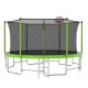 Zeus & Ruta 15 ft. Antique Green Metal Outdoor Large Recreational Trampoline with Safety Enclosure Net for Kids, Children KL-849