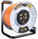 Masterplug - 50Ft 4 Sockets 15A 12AWG Medium Open Metal Reel - Metal & Orange