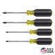 Klein Tools 4-Piece Square Recess Screwdriver Set- Cushion Grip Handles 85664